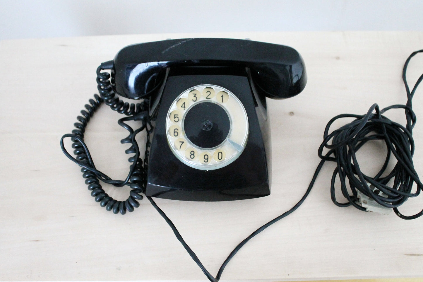 Vintage rotary black telephone from USSR - circle dial rotary phone - vintage phone - Old Dial Desk Phone