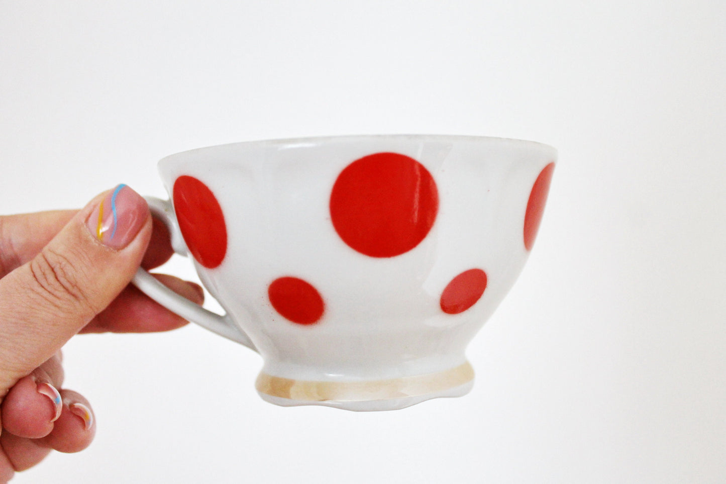 Lovely Rare Soviet vintage tea set, Soviet Porcelain service, Vintage Porcelain set - Kremges porcelain factory - Polka dot service - 1970s