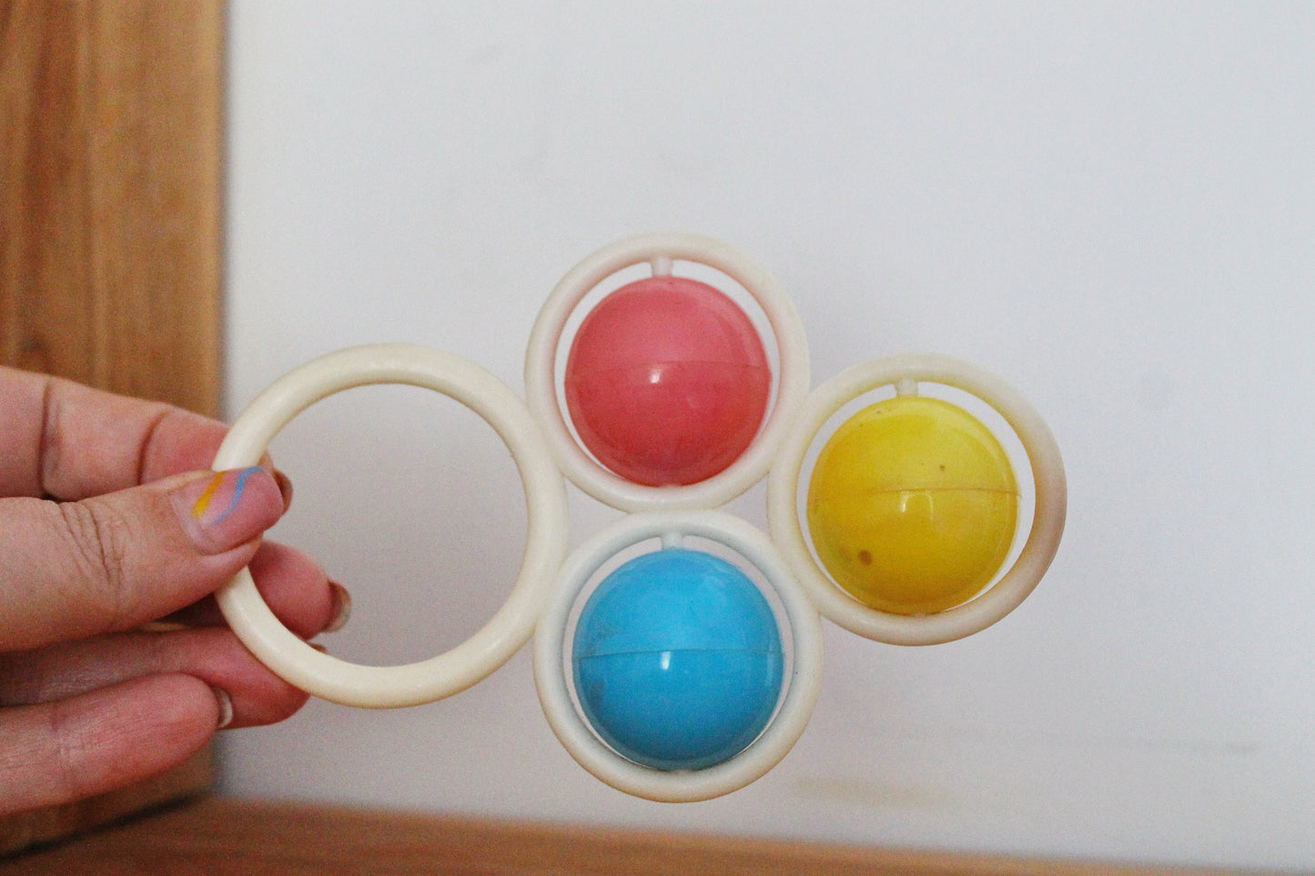 Soviet vintage baby rattle 5 inches with three bubbles - soviet toy - vintage toy - vintage rattle - Soviet Union toy - USSR rattle - 1970s