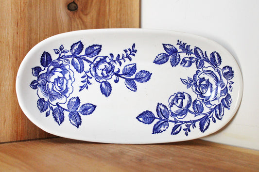 Platter Oval Plate 9.8 inches - Vintage Ceramic Dish Porcelain -  Made in Ukraine in 1960s - Soviet vintage Bowl - Budy porcelain factory