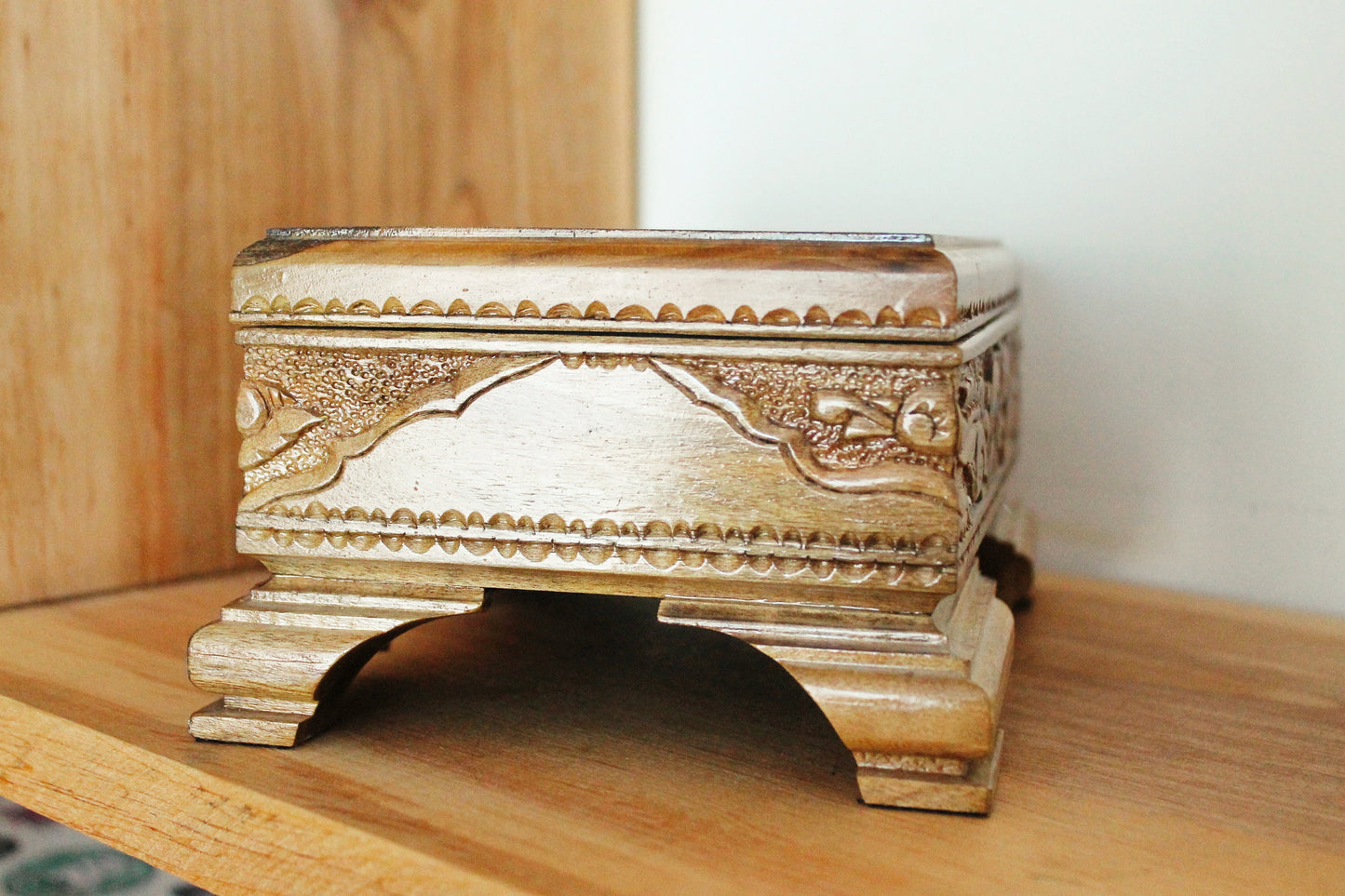 Vintage carved lacquer wooden box - made in Ukraine USSR vintage jewelry box - 1970s