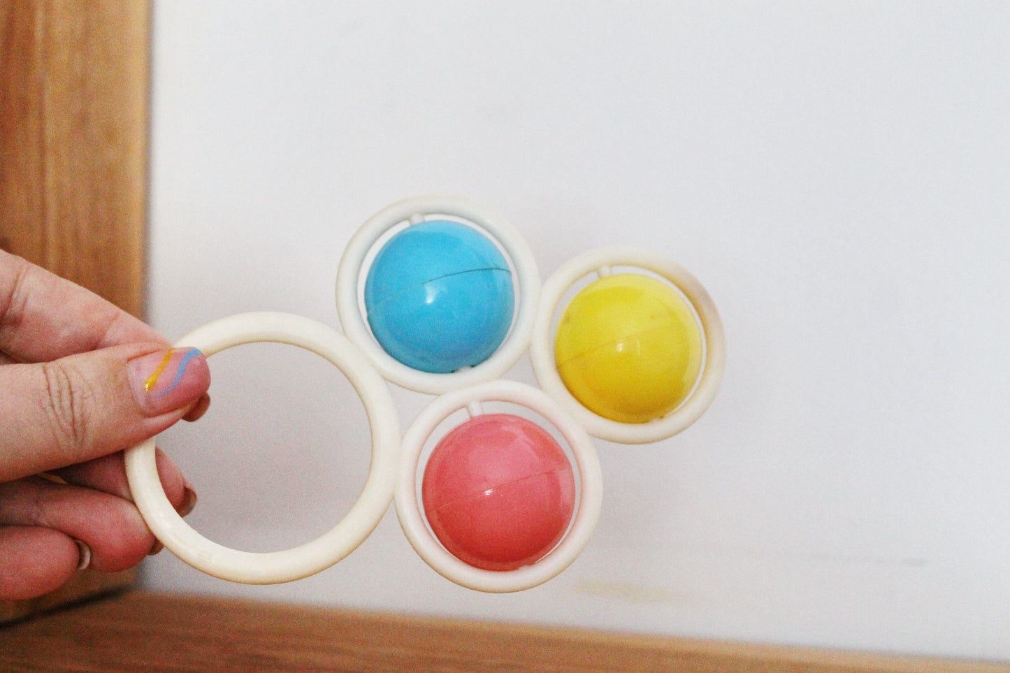 Soviet vintage baby rattle 5 inches with three bubbles - soviet toy - vintage toy - vintage rattle - Soviet Union toy - USSR rattle - 1970s