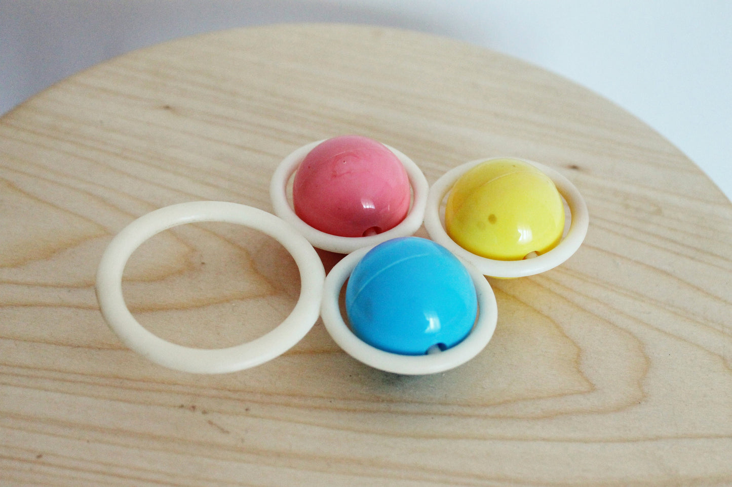 Soviet vintage baby rattle 5 inches with three bubbles - soviet toy - vintage toy - vintage rattle - Soviet Union toy - USSR rattle - 1970s