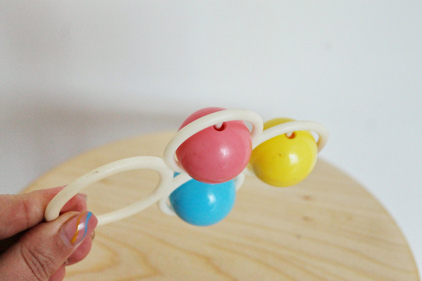 Soviet vintage baby rattle 5 inches with three bubbles - soviet toy - vintage toy - vintage rattle - Soviet Union toy - USSR rattle - 1970s