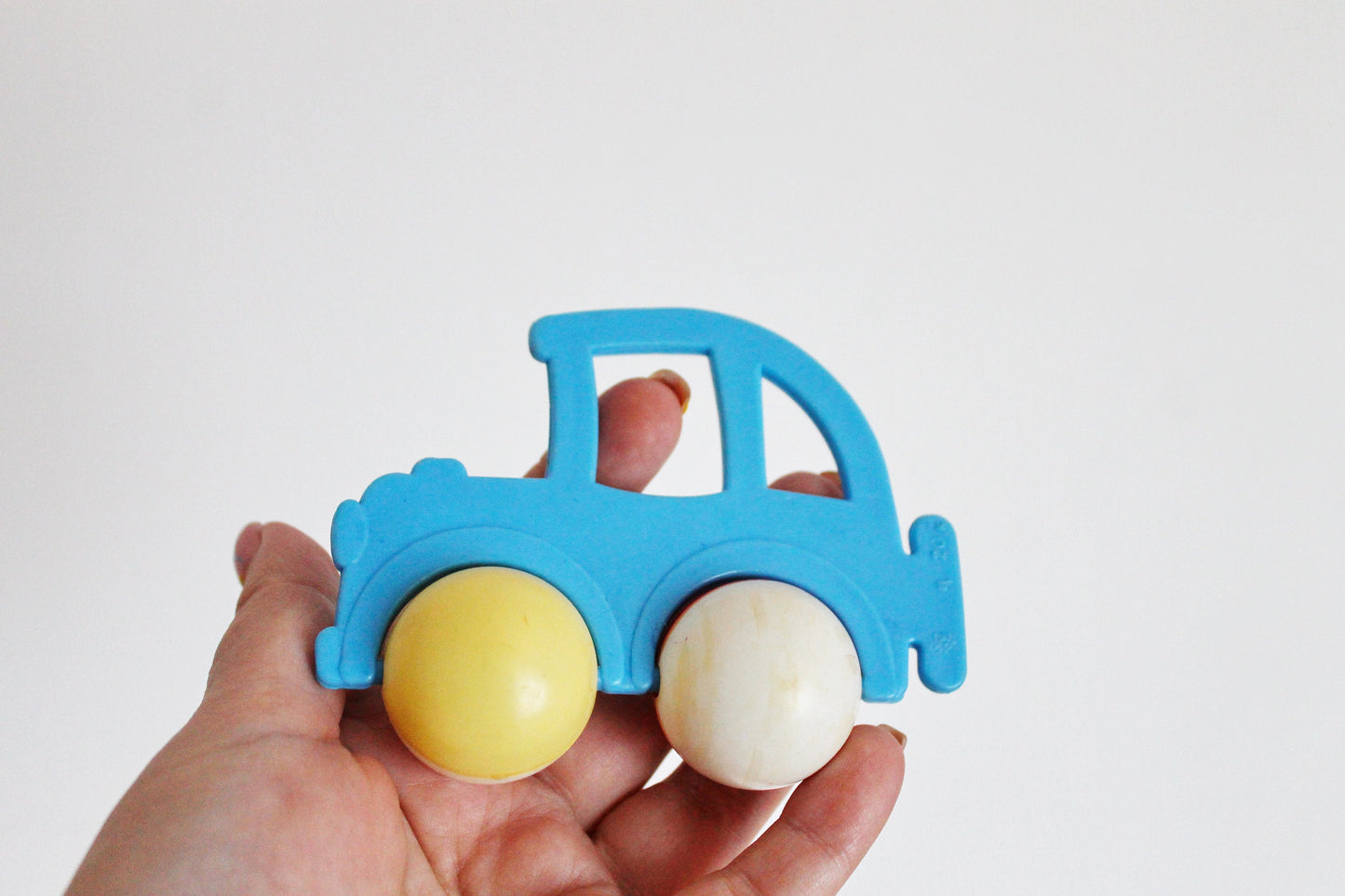 Soviet vintage baby car-rattle red or blue 3.9 inches - soviet toy - vintage toy - vintage rattle - Soviet Union toy - USSR rattle - 1970s