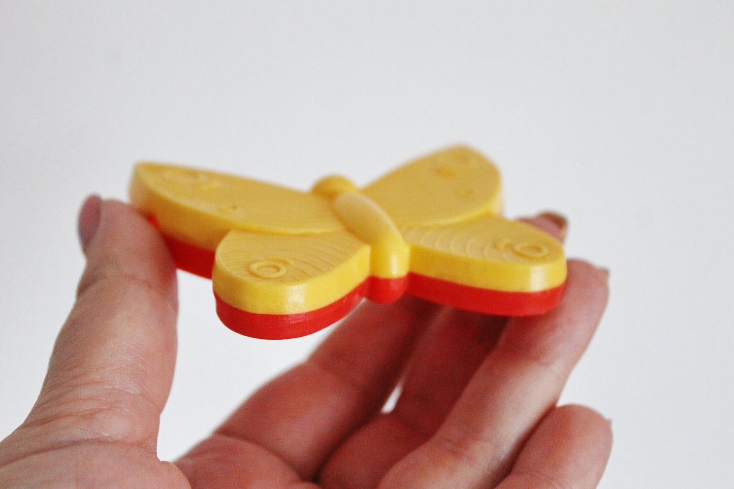 Soviet vintage baby rattle - Butterfly - 3 inches - soviet toy - vintage toy - vintage rattle - Soviet Union toy - USSR rattle - 1970s