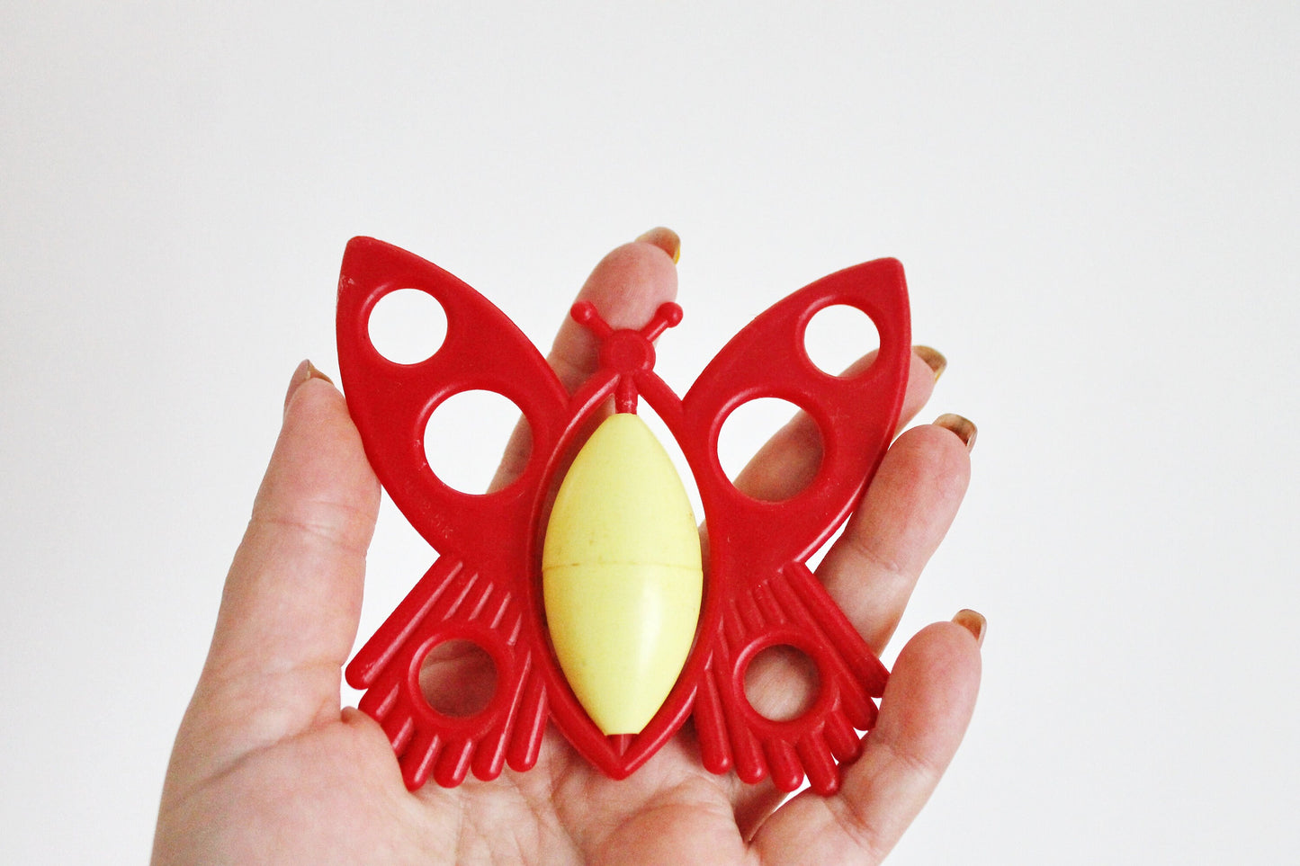 Soviet vintage baby rattle - Butterfly - 3.8 inches - soviet toy - vintage toy - vintage rattle - Soviet Union toy - USSR rattle - 1970s