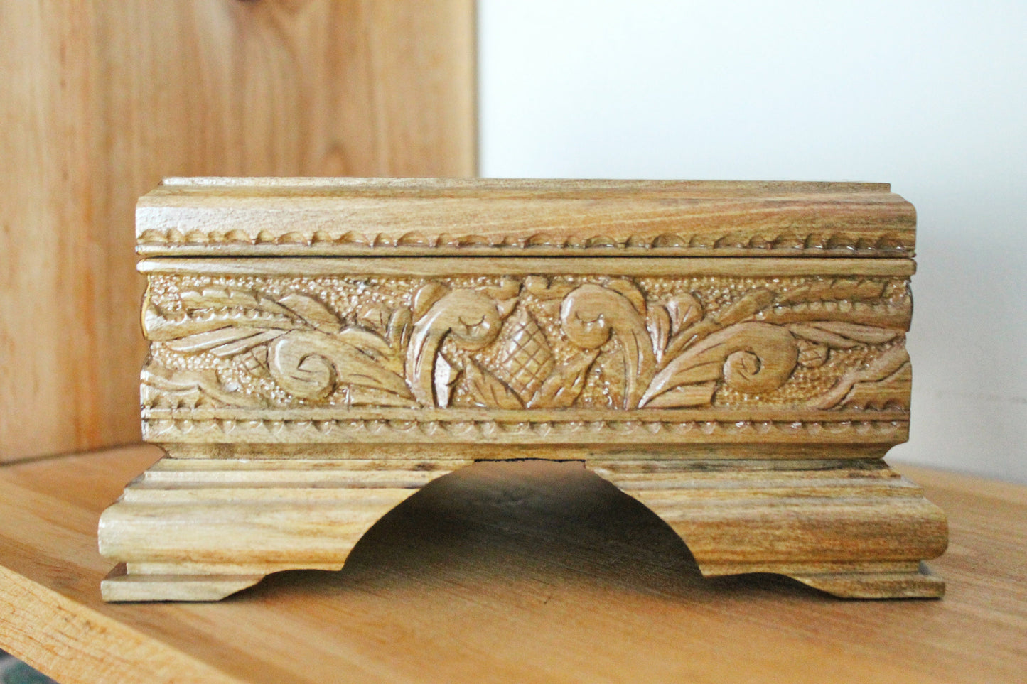 Vintage carved lacquer wooden box - made in Ukraine USSR vintage jewelry box - 1970s