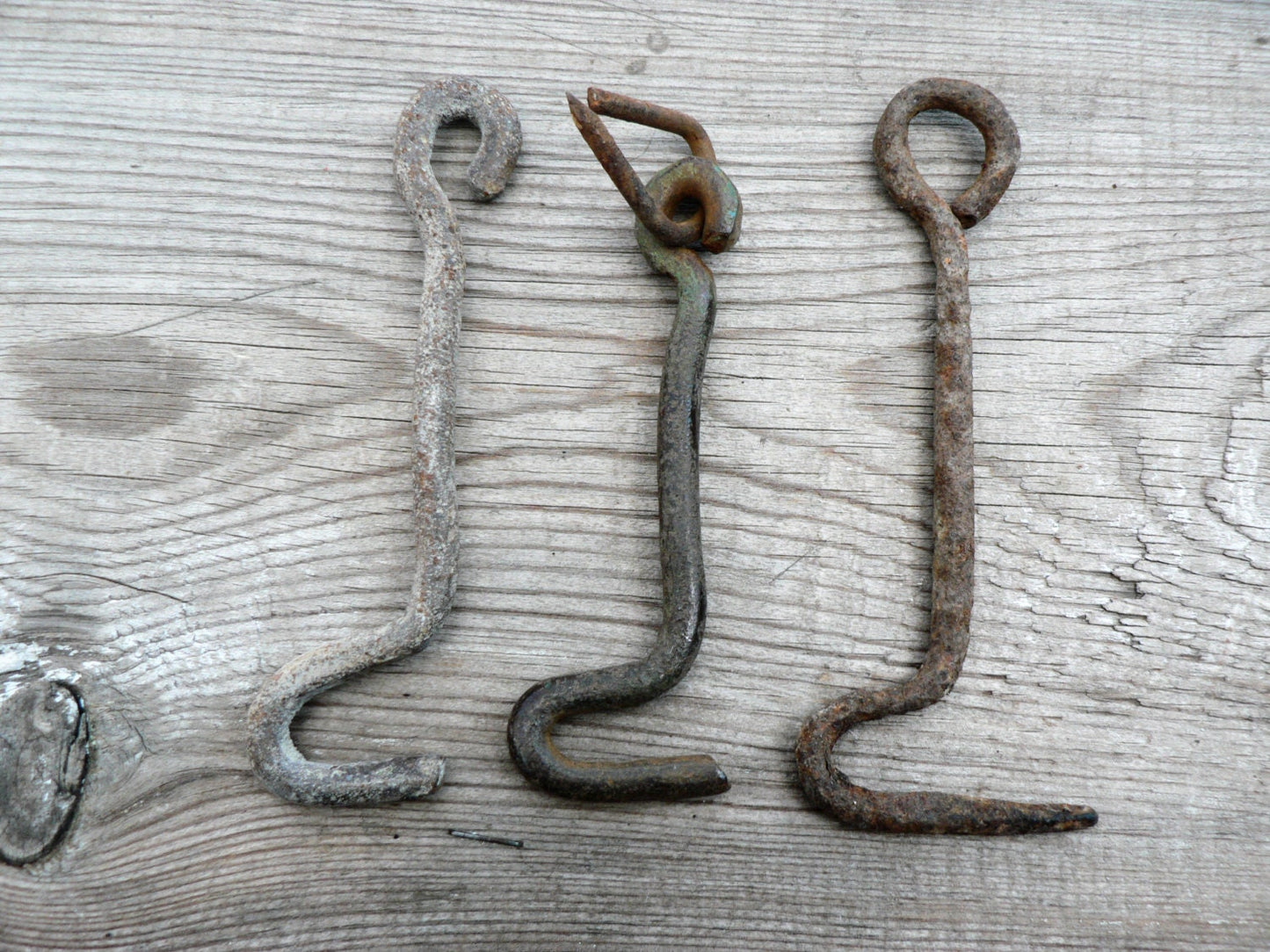 Set of 3 Vintage iron hooks