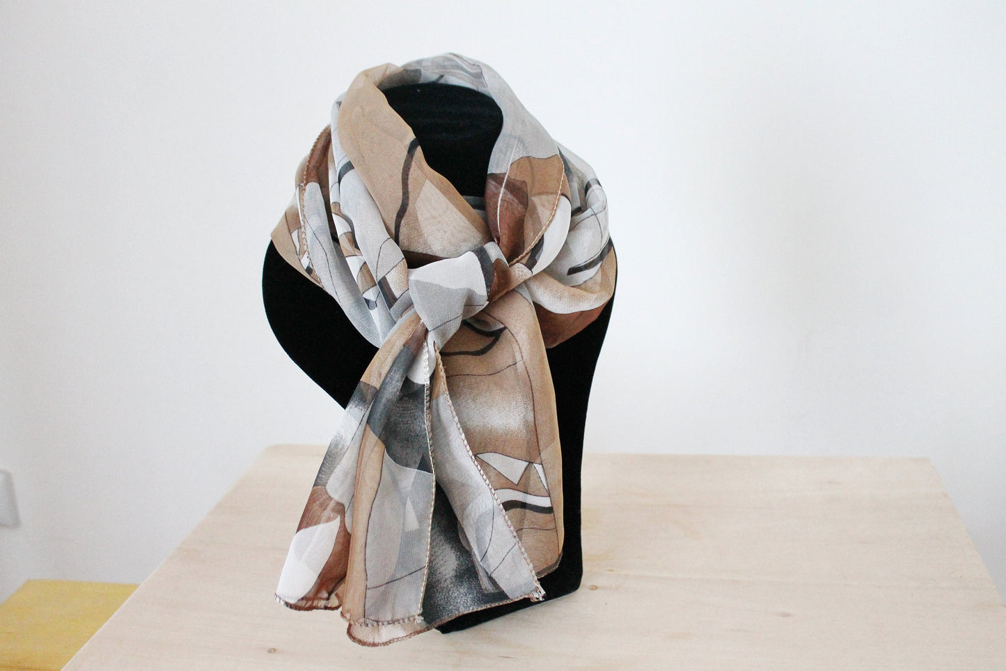 Beautiful chiffon scarf - 50 inches - vintage-made in Ukraine - 1990s - Gypsy Shawl - Sheer Floral Head Scarf - Chiffon Neck Scarf