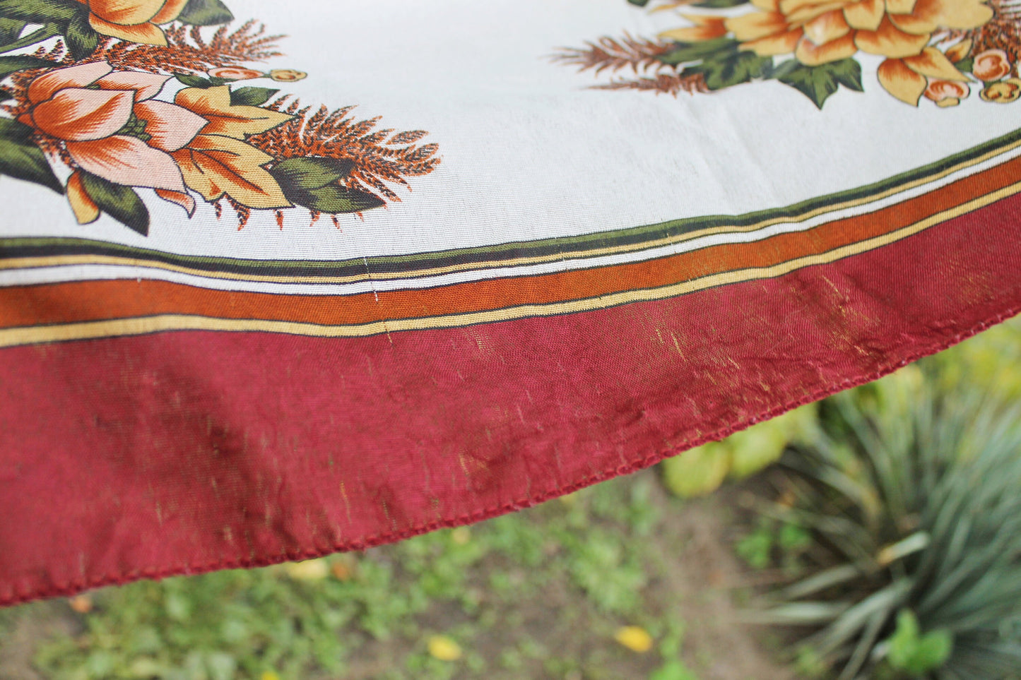 Beautiful floral brown head scarf - 26 inch - vintage-made in Ukraine - Babushka's head scarf - 1990s - Gypsy Shawl, Ethnic Scarf