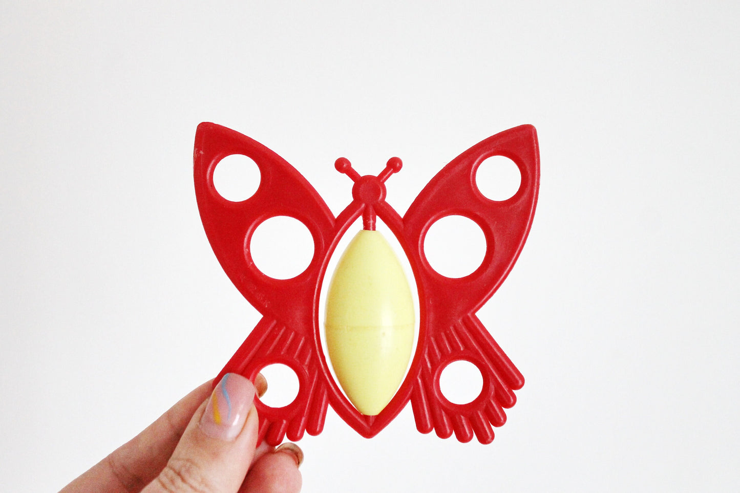 Soviet vintage baby rattle - Butterfly - 3.8 inches - soviet toy - vintage toy - vintage rattle - Soviet Union toy - USSR rattle - 1970s