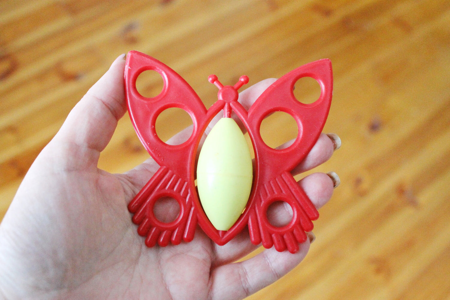 Soviet vintage baby rattle - Butterfly - 3.8 inches - soviet toy - vintage toy - vintage rattle - Soviet Union toy - USSR rattle - 1970s