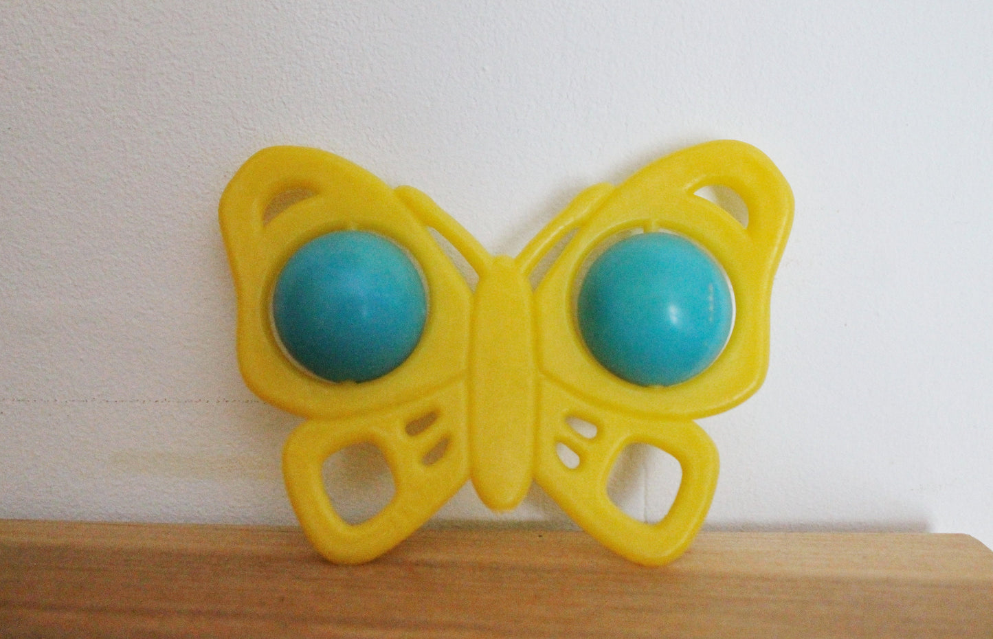 Soviet vintage baby rattle - Butterfly yellow - 4.4 inches - soviet toy - vintage rattle - Soviet Union toy - USSR rattle - 1970s
