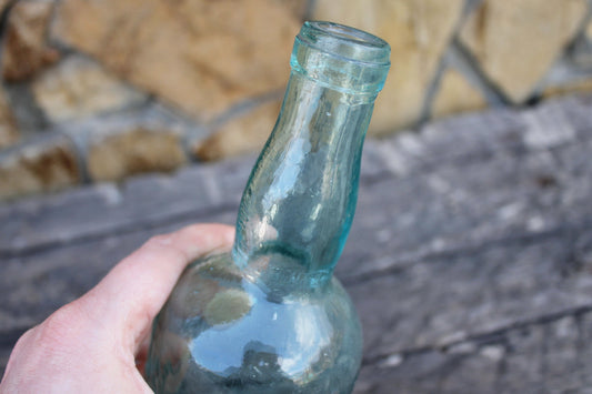 Vintage blue glass vine, vodka bottle - 9.8 inches - Soviet Glass Bottle - USSR made bottle - 1960-1970s