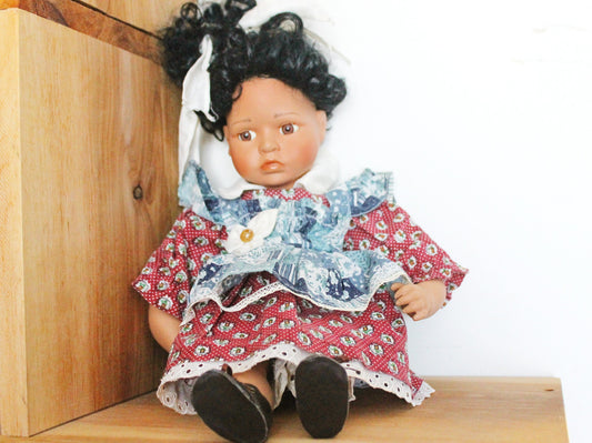 Vintage porcelain Germany doll - 17 inches - Collectible doll - 1970-1980s