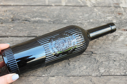Vintage brown glass vine bottle - 12 inches - Soviet Glass Wine Bottle - USSR made bottle - 1980-1990s