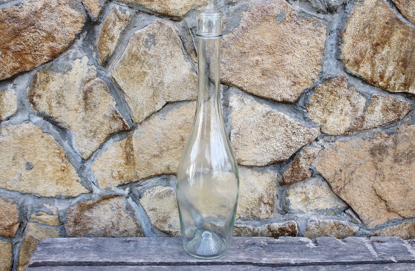 Vintage white glass vine, vodka bottle - 13.2 inches - Soviet Glass Bottle - USSR made bottle - 1970s