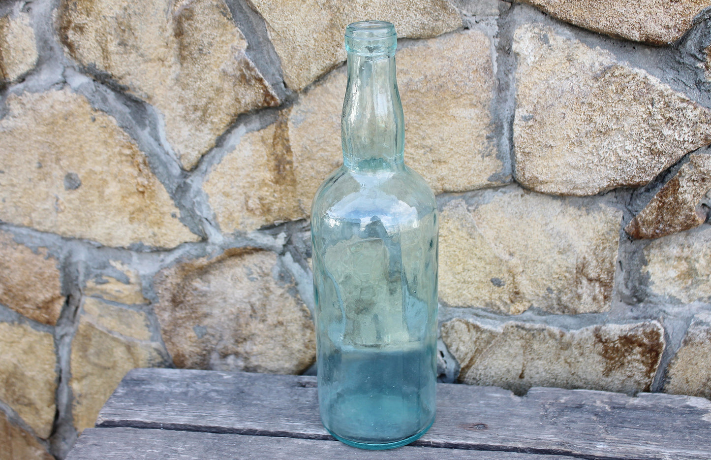 Vintage blue glass vine, vodka bottle - 9.8 inches - Soviet Glass Bottle - USSR made bottle - 1960-1970s
