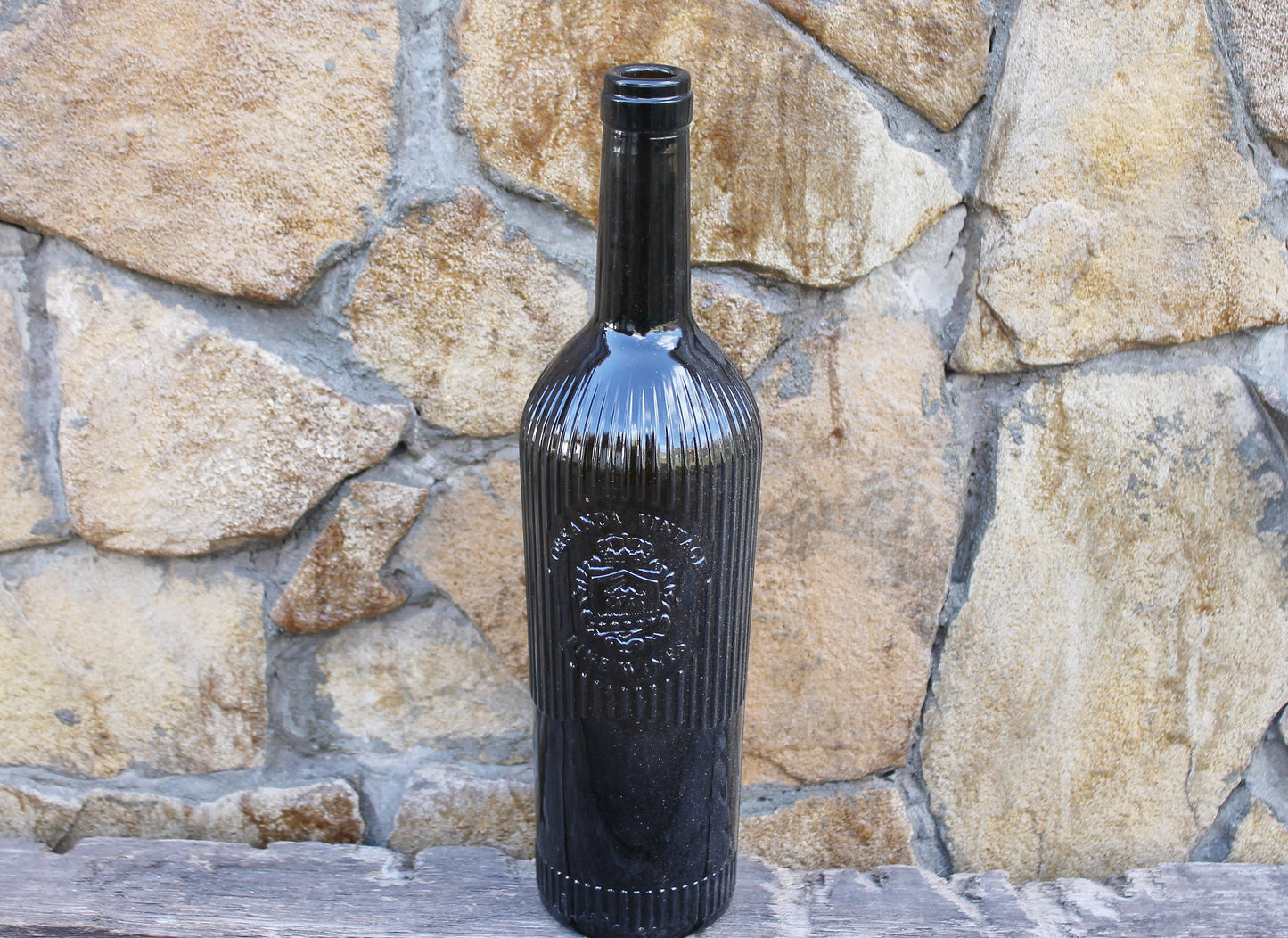 Vintage brown glass vine bottle - 12 inches - Soviet Glass Wine Bottle - USSR made bottle - 1980-1990s