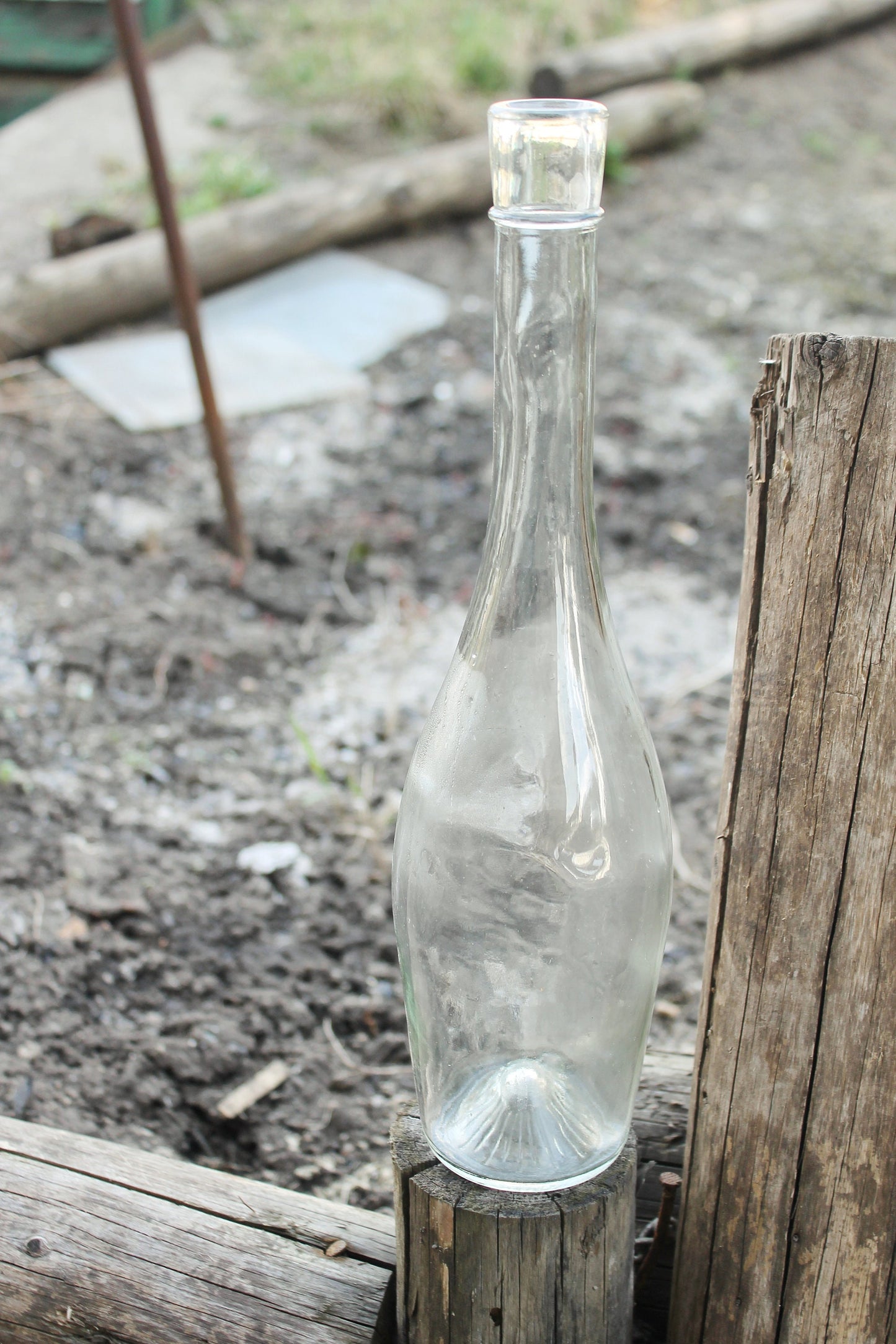 Vintage white glass vine, vodka bottle - 13.2 inches - Soviet Glass Bottle - USSR made bottle - 1970s