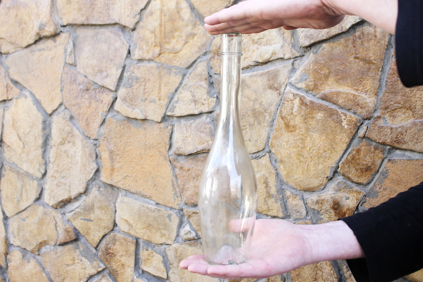 Vintage white glass vine, vodka bottle - 13.2 inches - Soviet Glass Bottle - USSR made bottle - 1970s