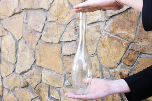 Vintage white glass vine, vodka bottle - 13.2 inches - Soviet Glass Bottle - USSR made bottle - 1970s