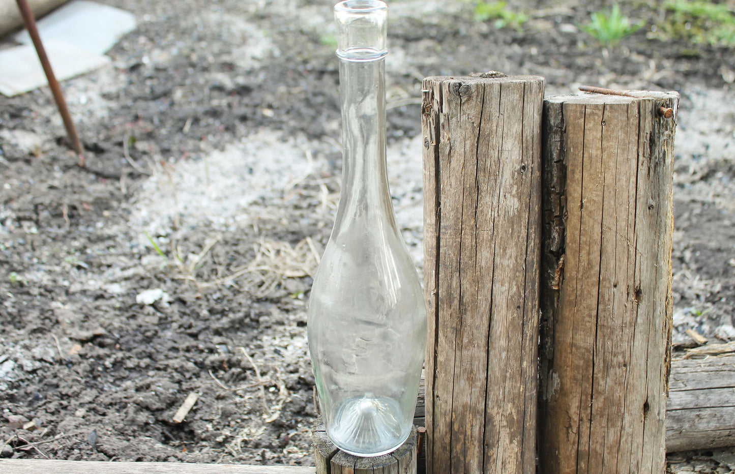 Vintage white glass vine, vodka bottle - 13.2 inches - Soviet Glass Bottle - USSR made bottle - 1970s