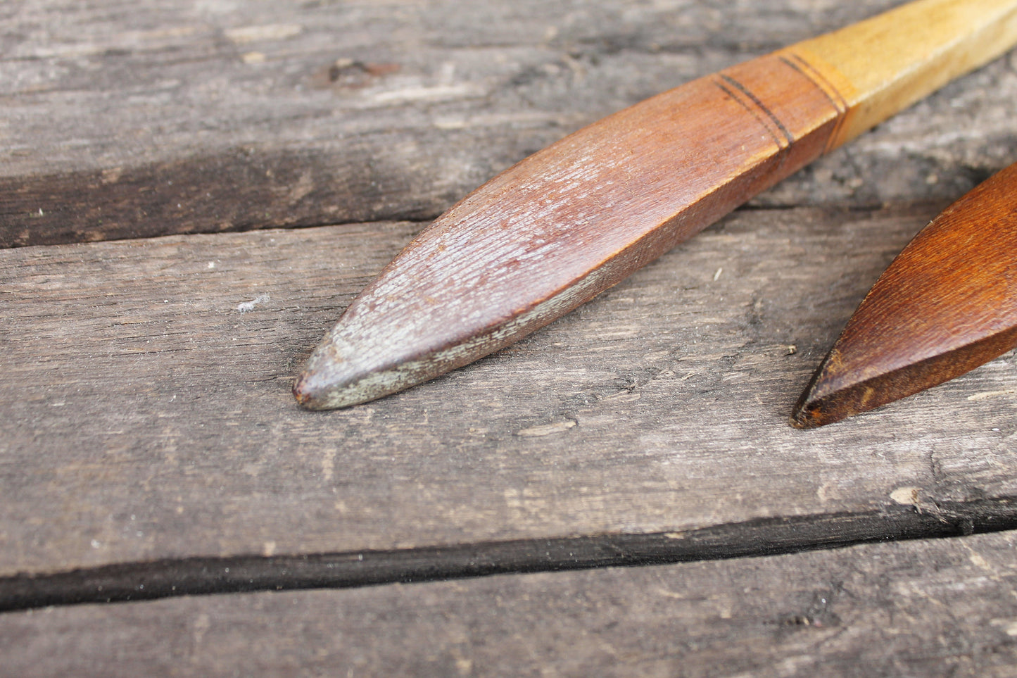 Set of 2 Vintage used Ukrainain wooden spoons. Kitchen decor. USSR vintage spoons - 1960s