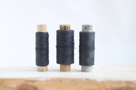 Soviet Vintage Thread Spools - set of 3 - Black