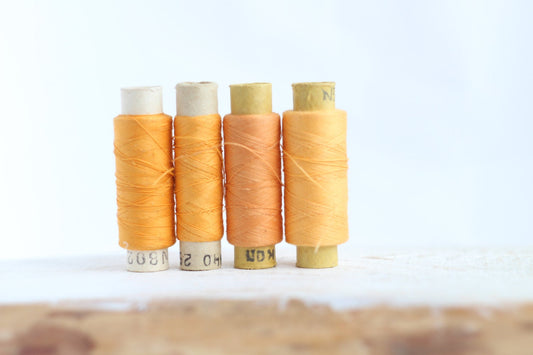 Soviet Vintage Thread Spools - set of 4 - Yellow-Orange