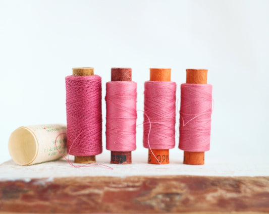 Soviet Vintage Thread Spools - set of 4 - Pink
