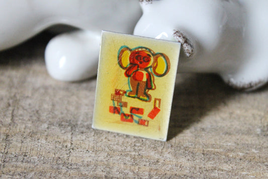 Cheburashka Pin. Vintage collectible childrens soviet pin badge, Made in USSR, 1970s