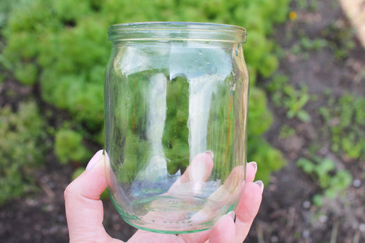 Old glass jar 0.1 gallon - Antique clear bottle - soviet Storage jar Rustic vase - made in Ukraine