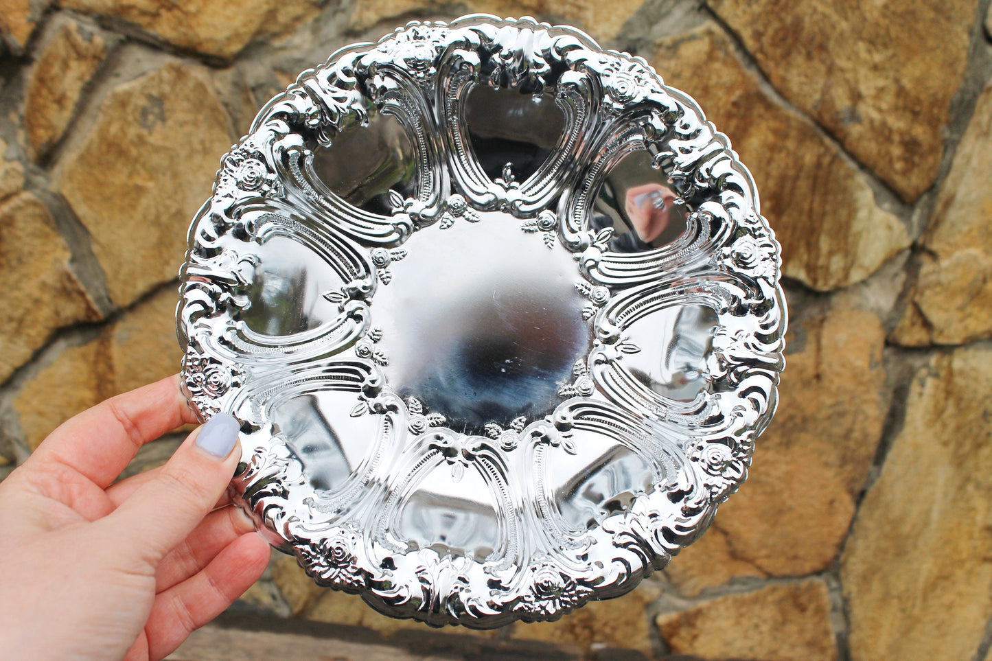 Vintage silver-plated fruit plate - lightweight - fruity serving bowl - 1970-1980 - vintage silver plate