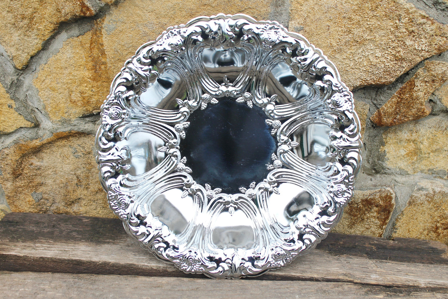 Vintage silver-plated fruit plate - lightweight - fruity serving bowl - 1970-1980 - vintage silver plate