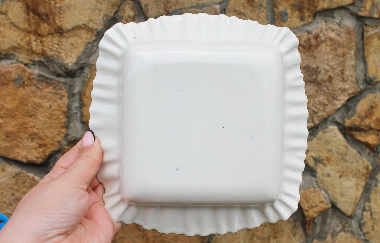 Vintage Enamel Bowl 7.3 inches - Vintage Kitchen Enamelware - Metall Salad Bowl - USSR vintage