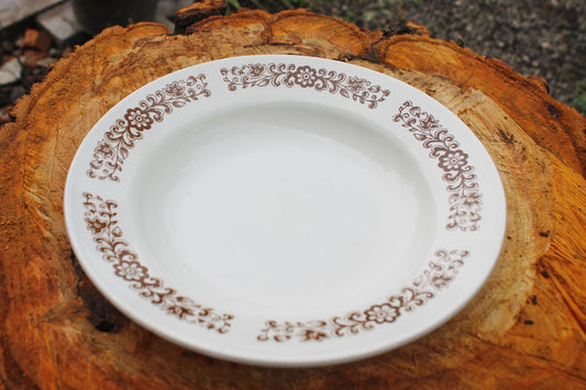 Beautiful vintage ceramic plate with brown floral ornament  8.1 inches - Budy Porcelain Factory - beautiful soviet ceramic plate