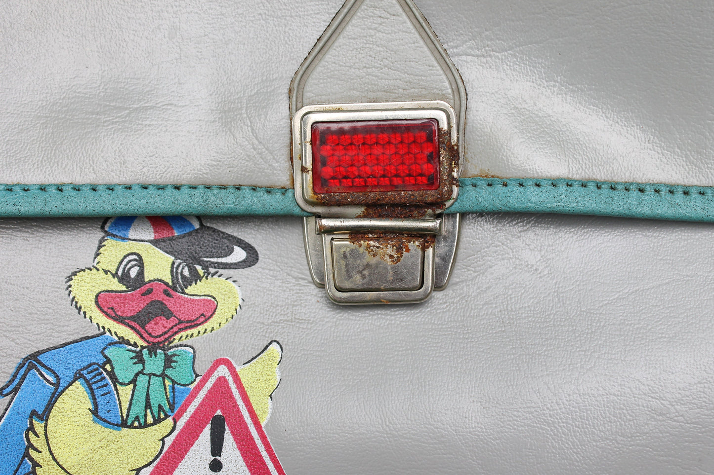Vintage school bag with cartoon duck - Soviet rare bag - USSR Grey School Bag - Book Bag - Soviet School. Made in USSR in 1970s