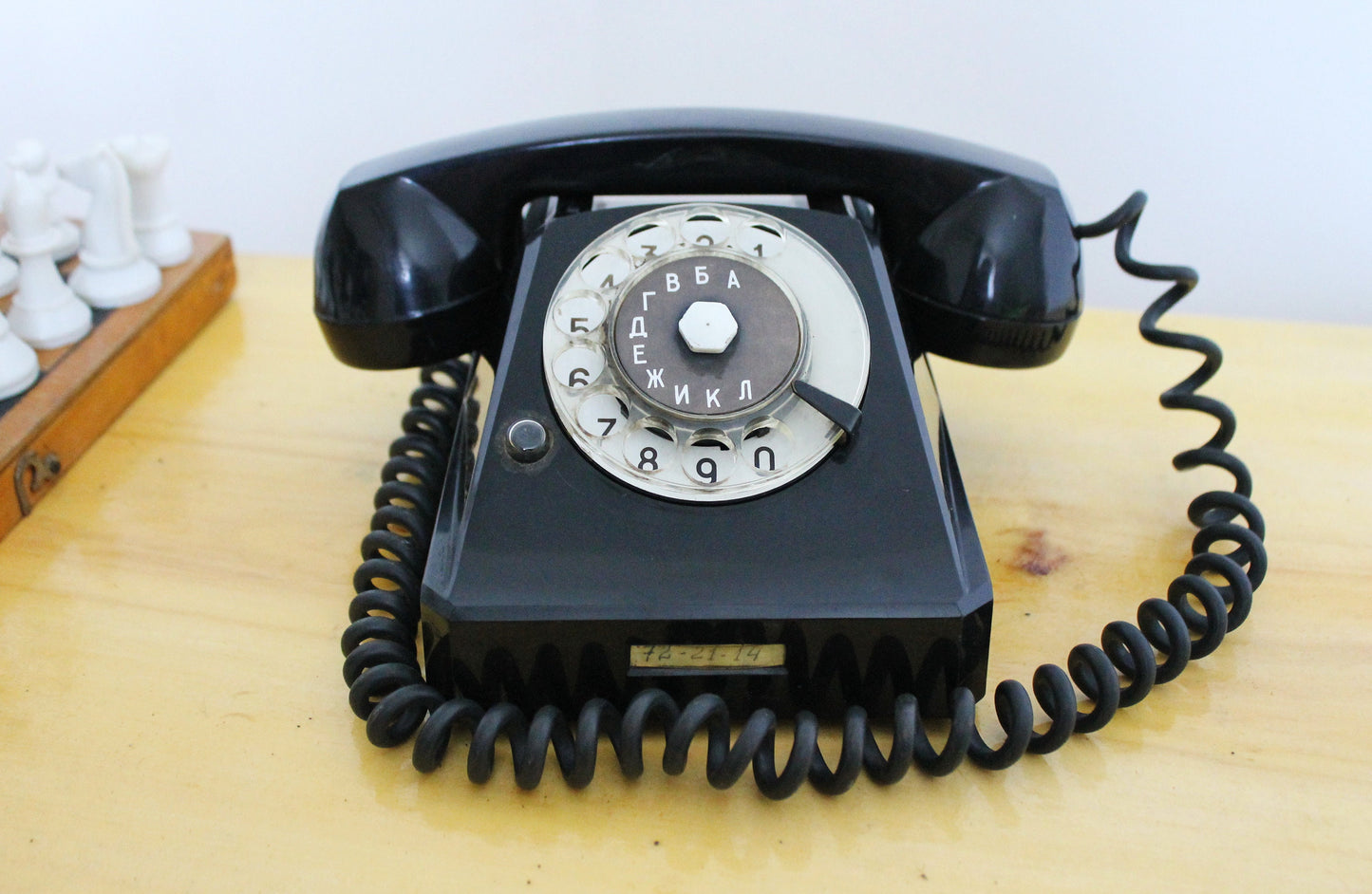 Vintage rotary black telephone made in Poland - circle dial rotary phone - vintage phone - Old Dial Desk Phone