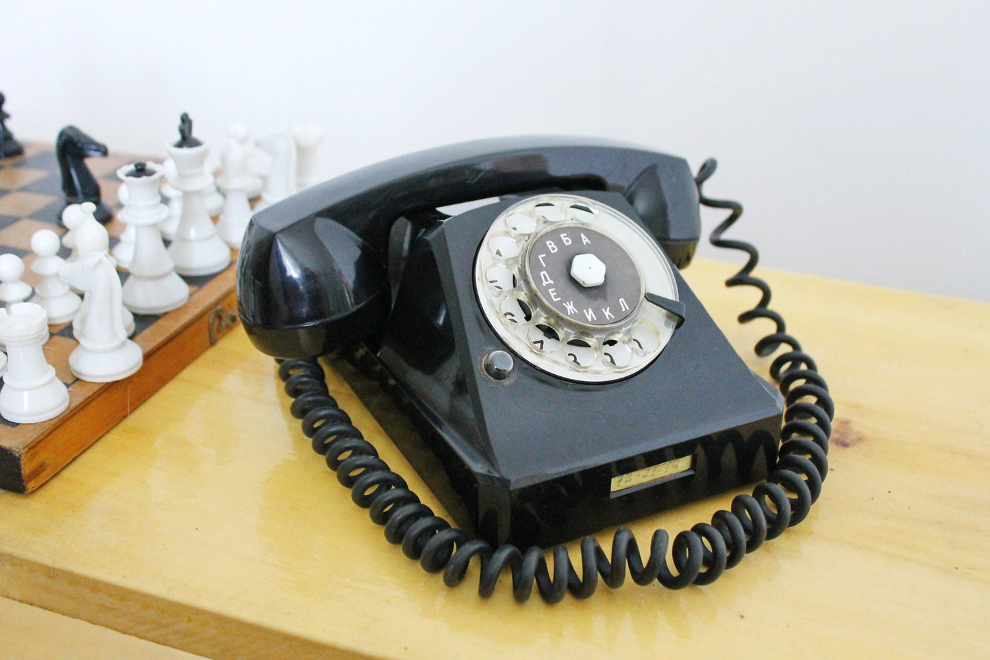 Vintage rotary black telephone made in Poland - circle dial rotary phone - vintage phone - Old Dial Desk Phone