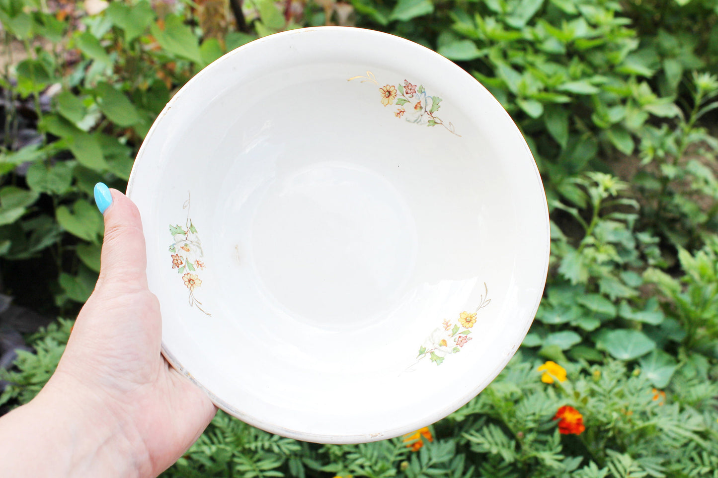 Beautiful vintage ceramic plate with flower ornament 9.1 inches - Budy Porcelain Factory - beautiful ukrainian ceramic plate - 1960s