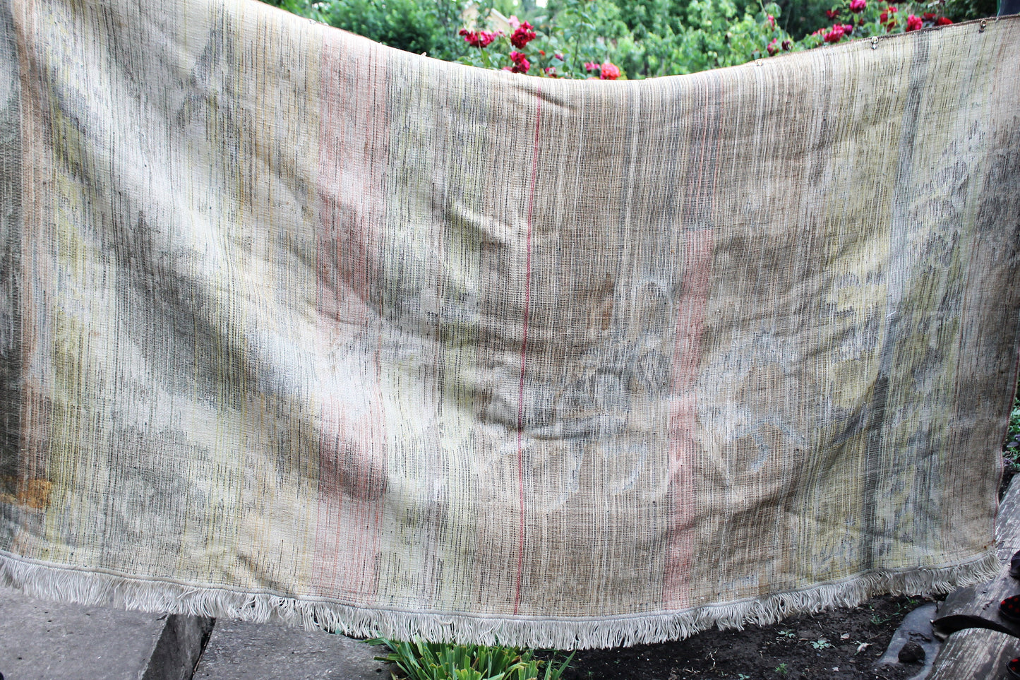 Vintage USSR big wool/cotton tapestry/carpet "Wolves" - 96 inches - Bedspread, wool cover, old carpet, rug - Wall Hanging Rug