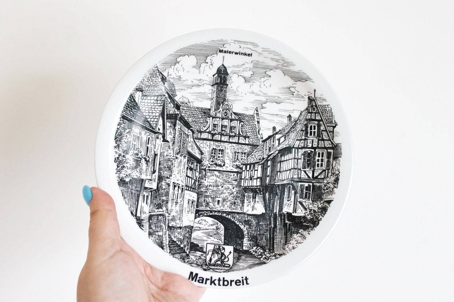 Vintage decorative porcelain wall plate 7.5 inches - Marktbreit. Made in Germany - vintage plate - vintage wall plate - 1980