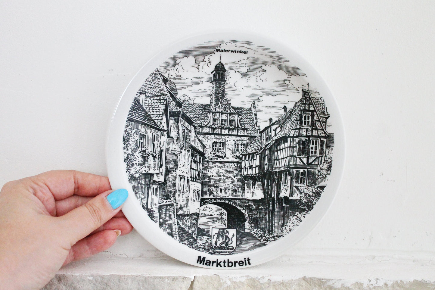 Vintage decorative porcelain wall plate 7.5 inches - Marktbreit. Made in Germany - vintage plate - vintage wall plate - 1980