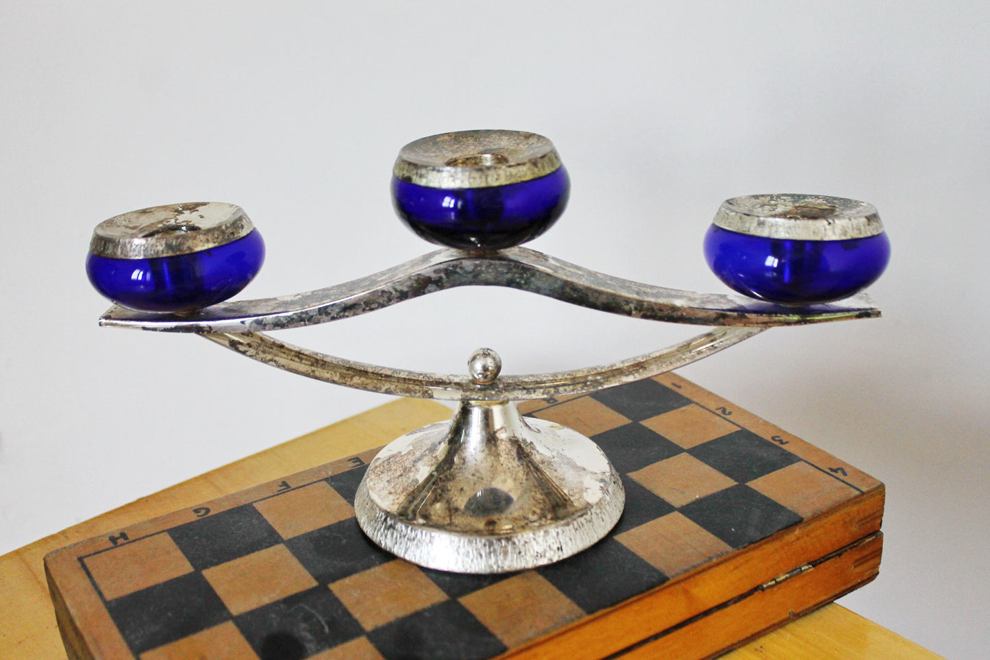 Vintage triple Candle holder with patina - 11 inches - Germany vintage - 1970s