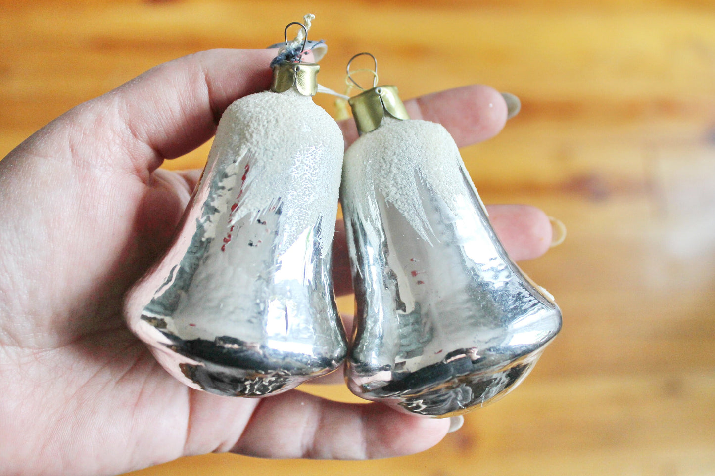 Set of two Pine Cone Christmas tree toy decoration 3.3 inches - Soviet vintage - Christmas - New Year Glass Ornament, Made in USSR - 1970s