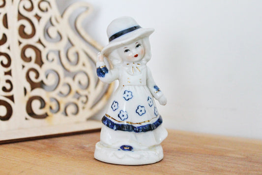 Vintage Porcelain girl in a hat - Germany porcelain figurine - vintage decor - Germany vintage - later 1980s