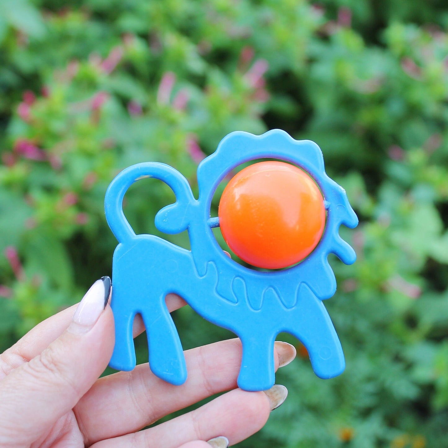Soviet vintage baby rattle - Lion - 3.3 inches - soviet toy - vintage toy - vintage rattle - Soviet Union toy - USSR rattle - 1970s