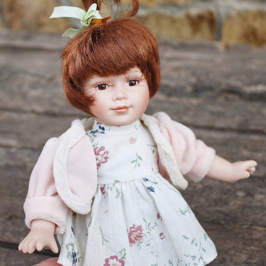 Vintage porcelain small doll - 9.1 inches- collectible doll - porcelain doll - 1980s